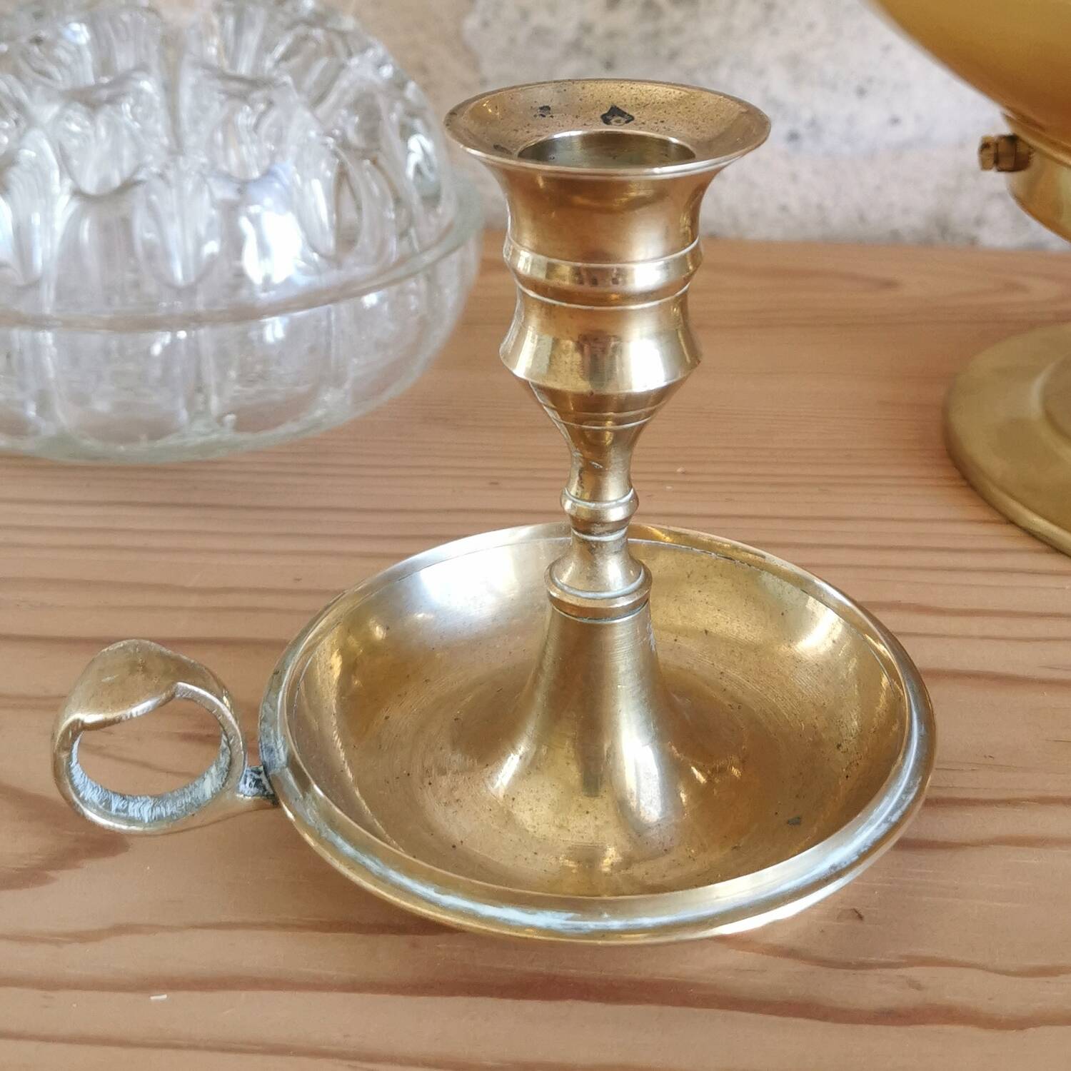 Vintage candle holder, brass cellar rat