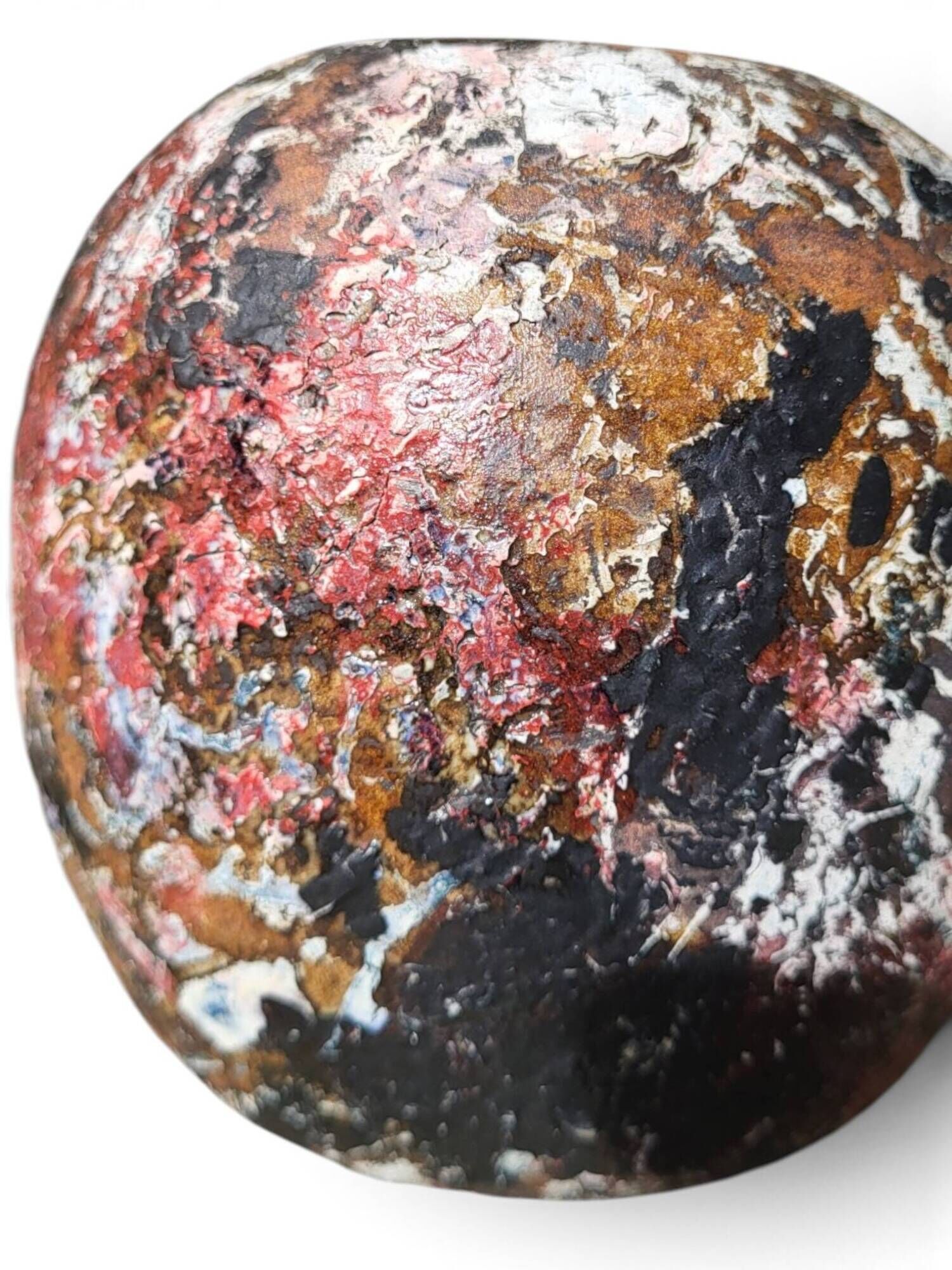 Round stoneware vase by David Whitehead, La Borne, polychrome.
