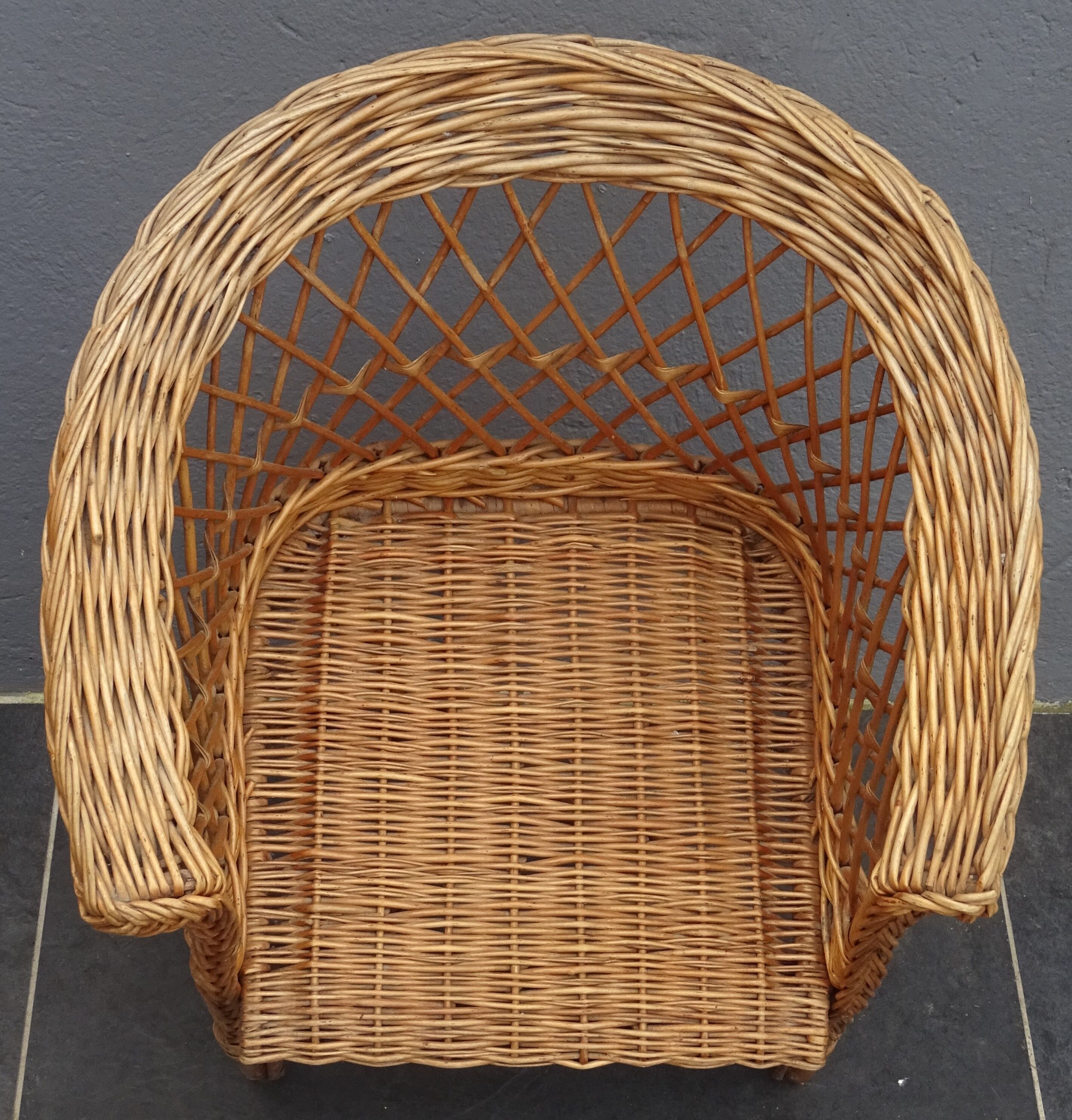 Vintage rattan wicker child's armchair