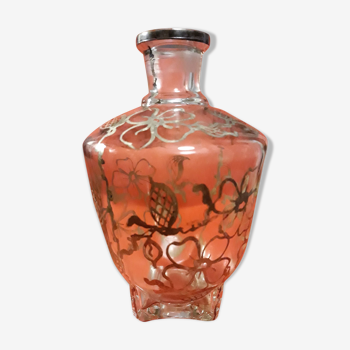 Vase, glass bottle, silver watermark