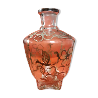 Vase, glass bottle, silver watermark