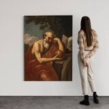 Great 17th century Italian painting, Saint Jerome in Meditation