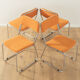 Classic chairs from the 1970s, set of 4, orange, chrome frame