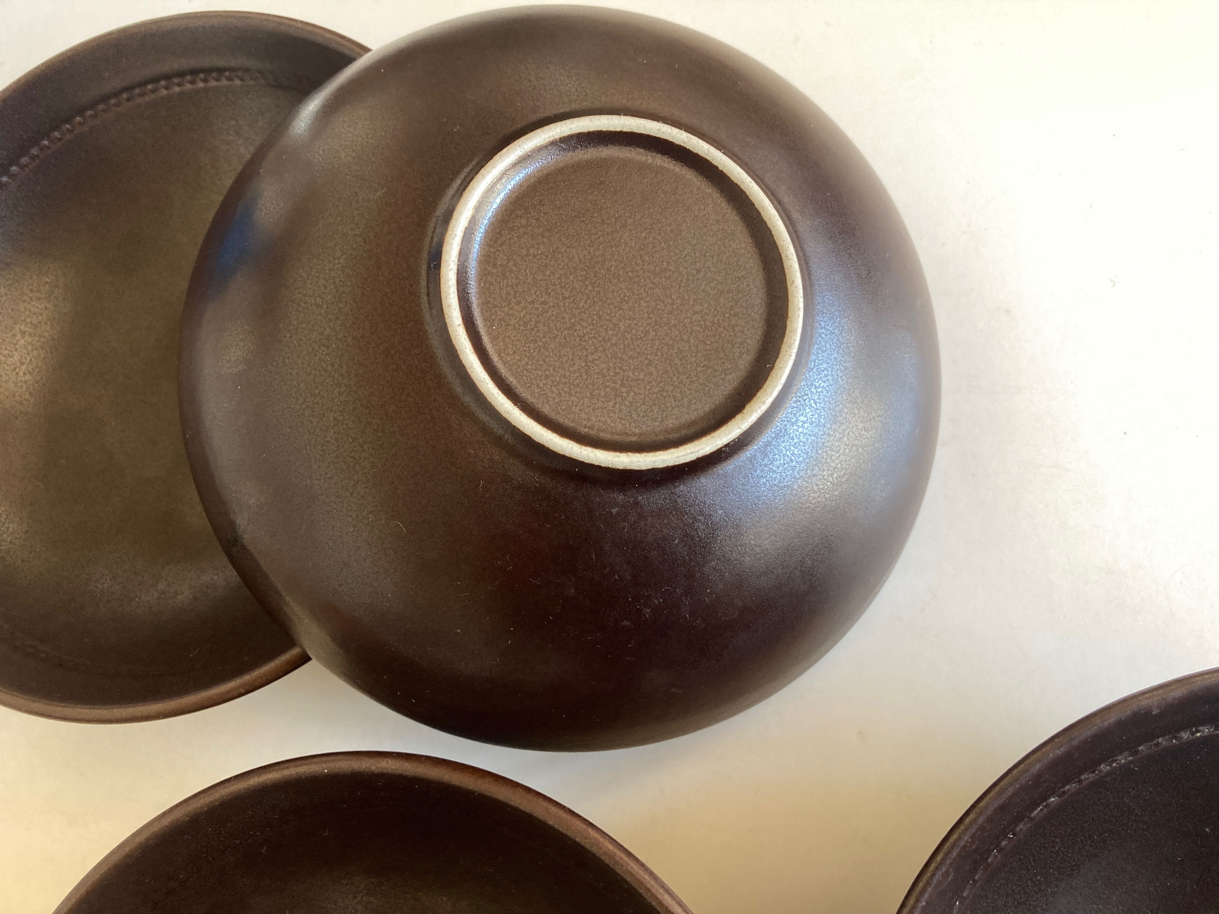set of 4 plates cap in Scandinavian potter's sandstone Sweden 1960