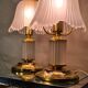 pair of bedside lamp, molded glass and brass 1970