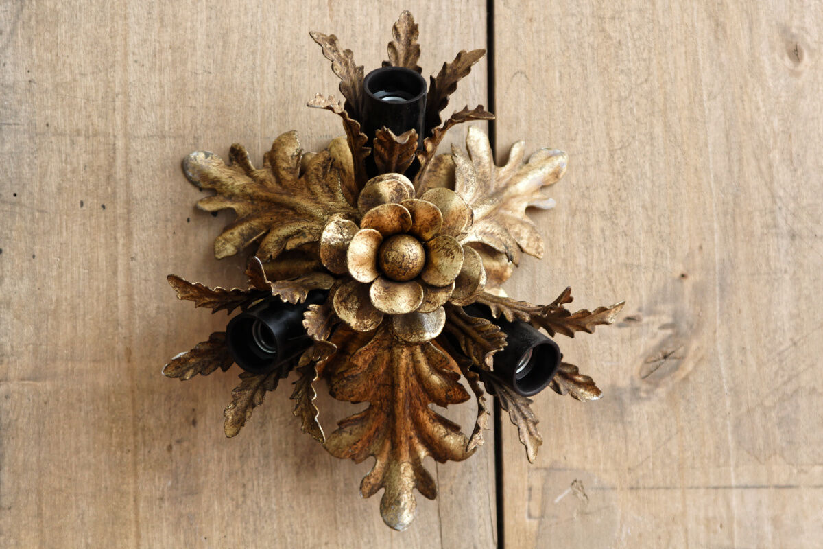 Vintage wall lamp, golden metal