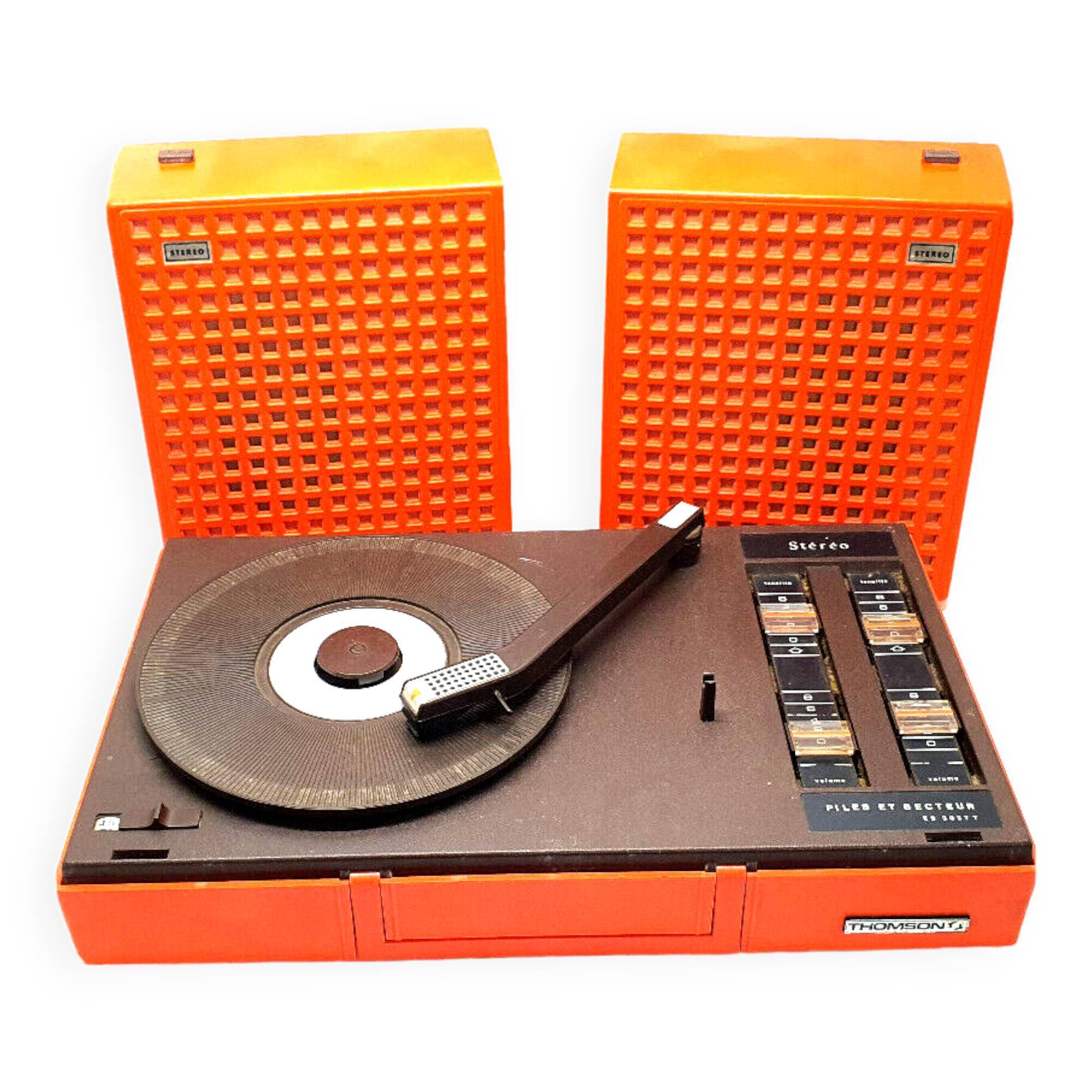 Old thomson stereo record player batteries and vintage sector orange