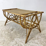 Table basse en rotin vintage 60's