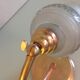 Brass bedside lamp and glass silkscreen vintage 50-60 years