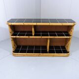 Bamboo rack with black tiles bookcase 1950