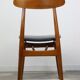 Set of 4 chairs 60s in teak and black leatherette