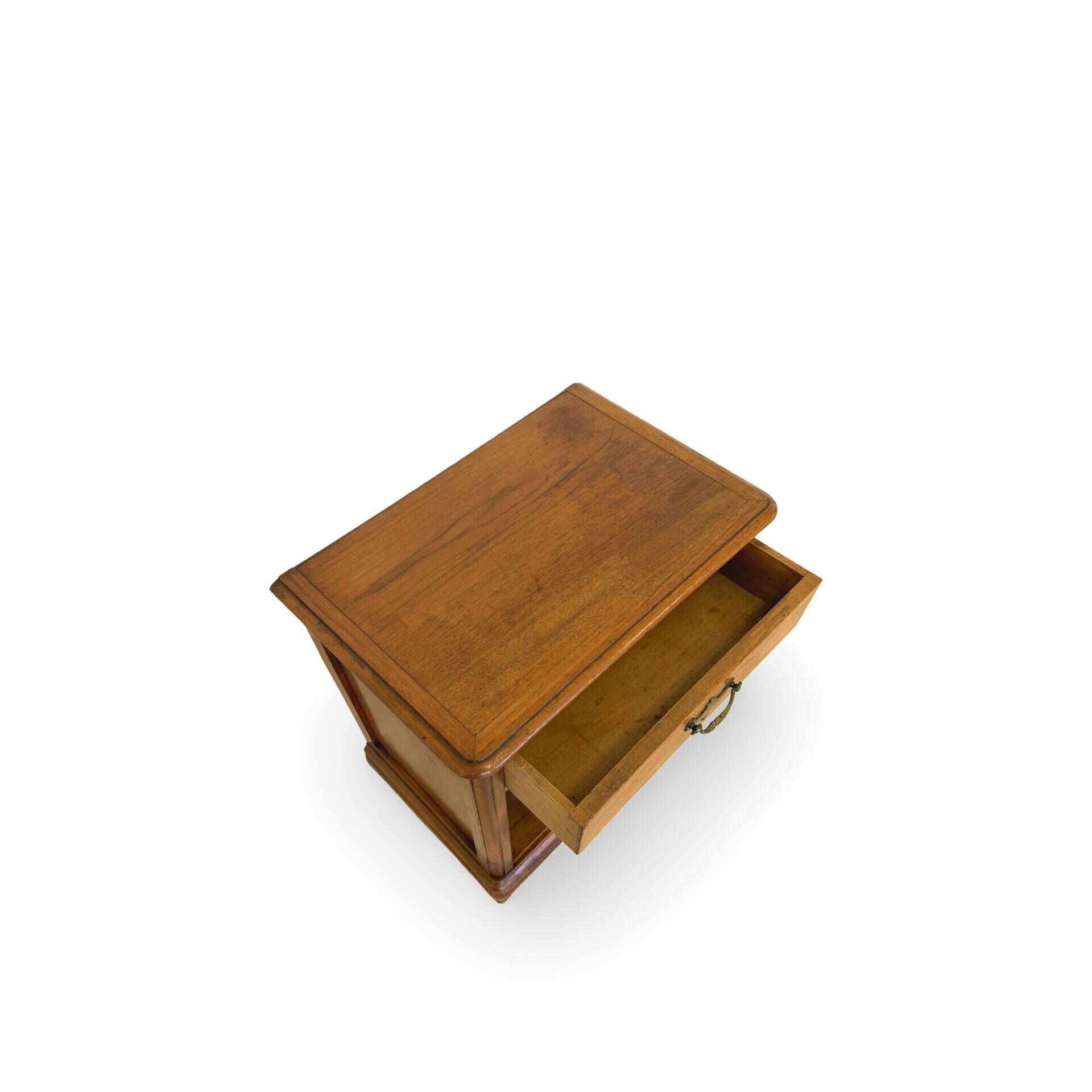 Antique Italian bedside table in solid walnut, 1920s/1930s