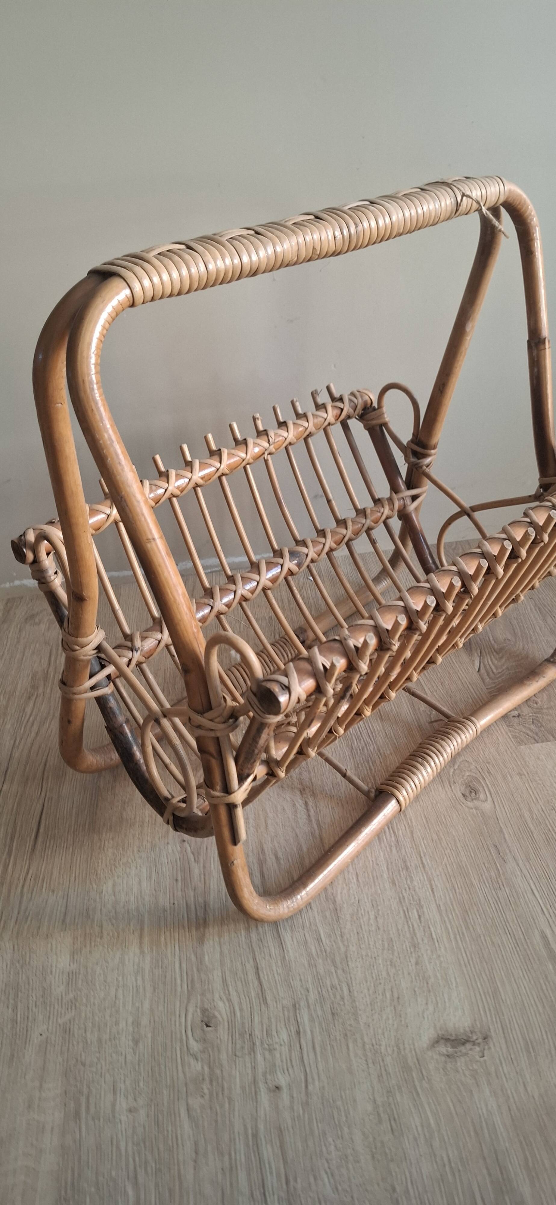 Rattan magazine rack