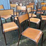 20 vintage school chairs in metal and wood design Mid-century vintage 1960 french Mullca