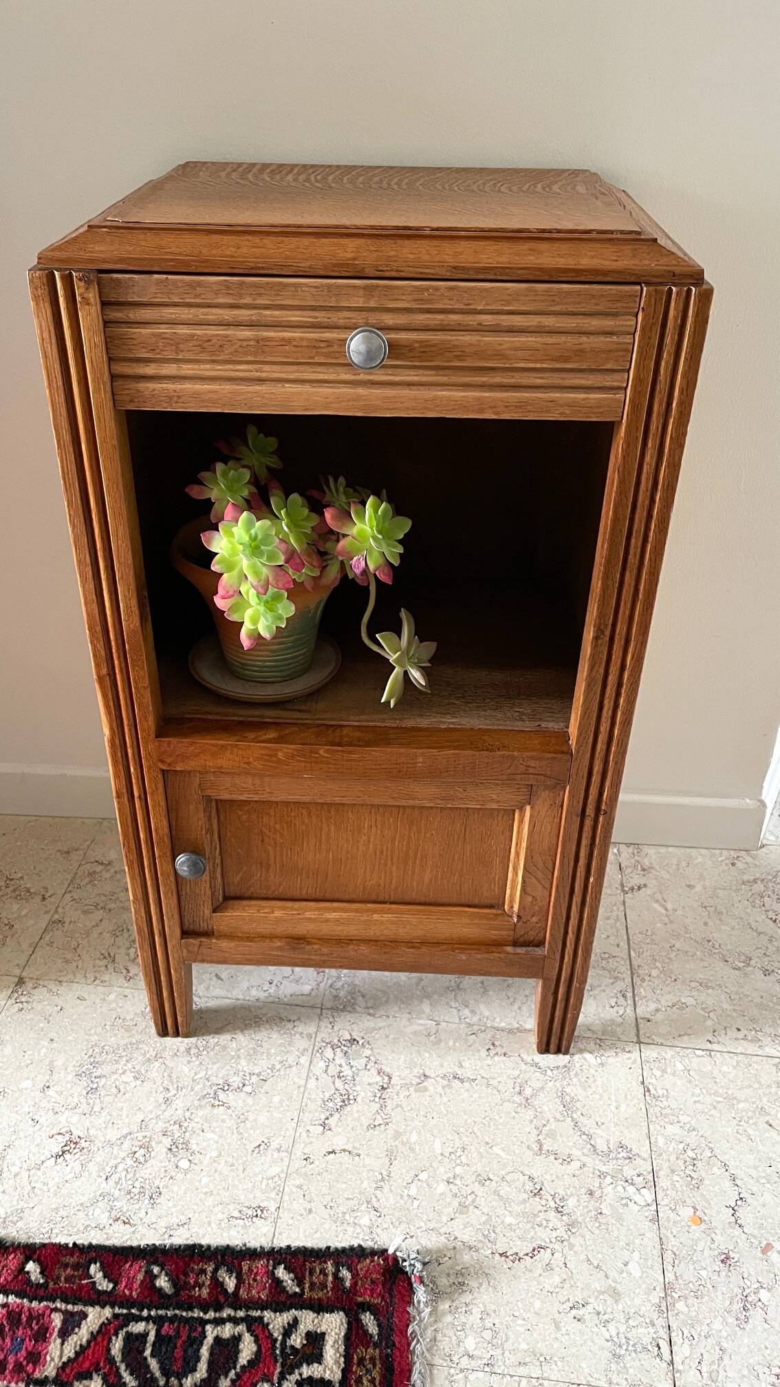 Cube bedside table in oak 1950s