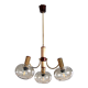 Chandelier 1970 brass gilded globes smoked glass italian