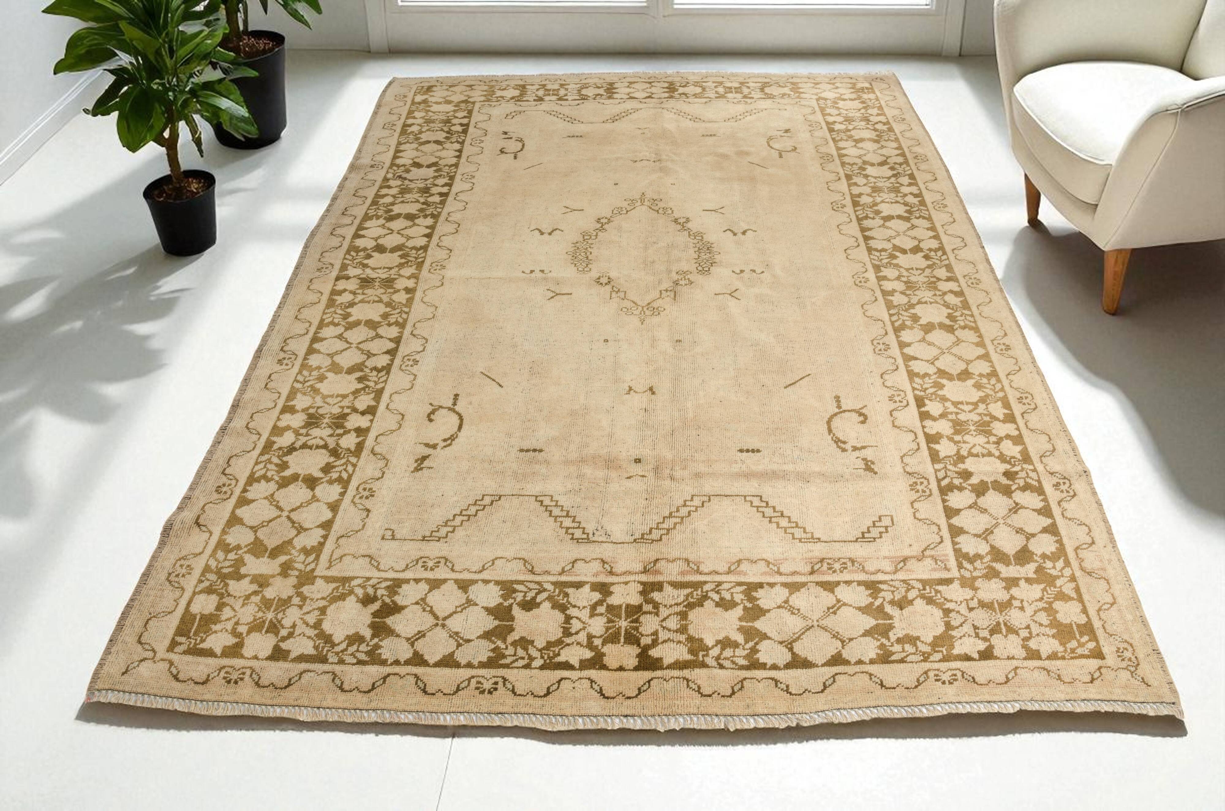 Oushak Handknotted Vintage Floor Rug