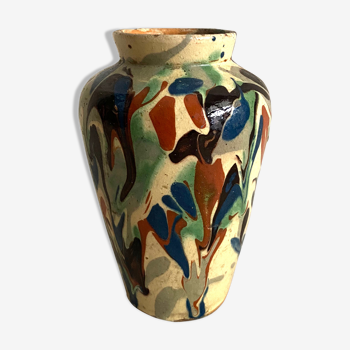 Vase en terre peint et vernissé années 30