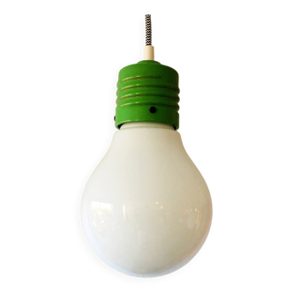 Suspension in opaline and green metal, Italy, 1960.