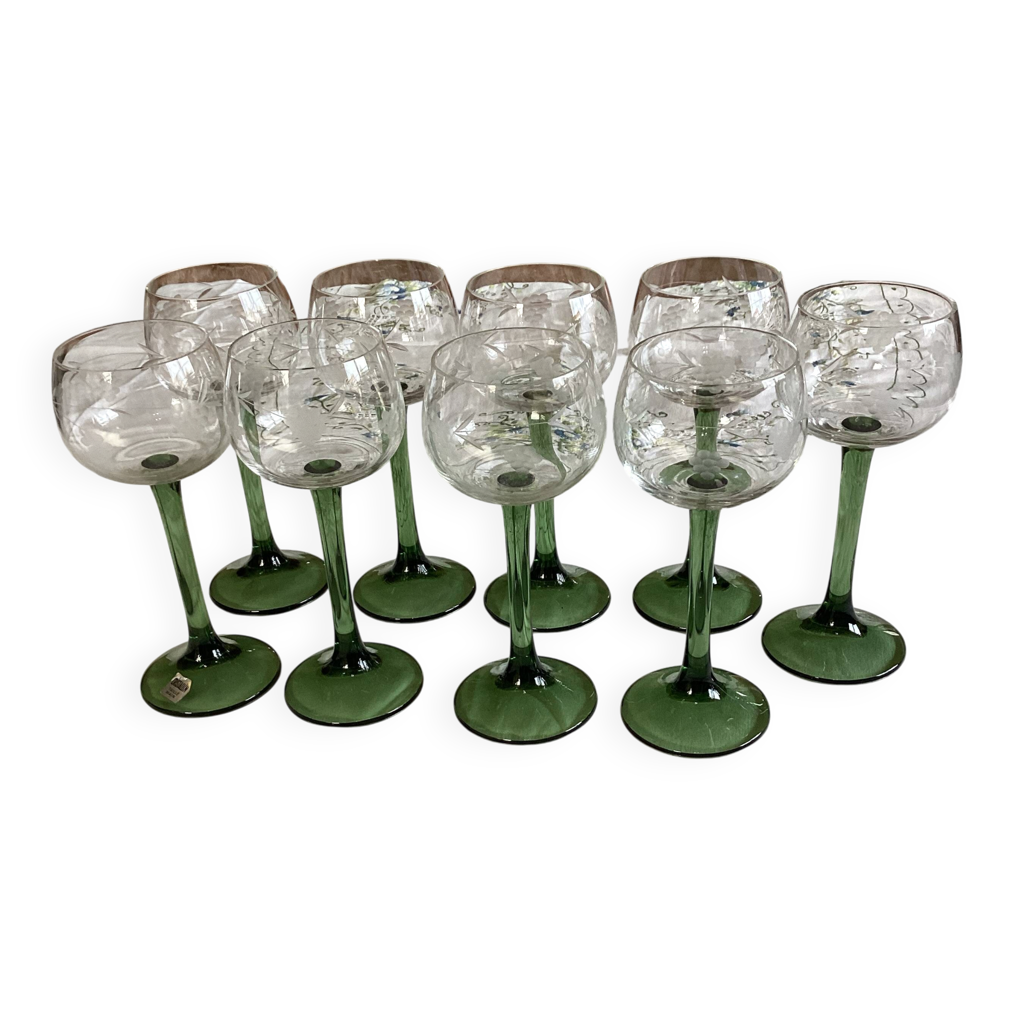 9 Alsace Cristalline wine glasses, dimensions: height - 17cm - diameter - 7cm -