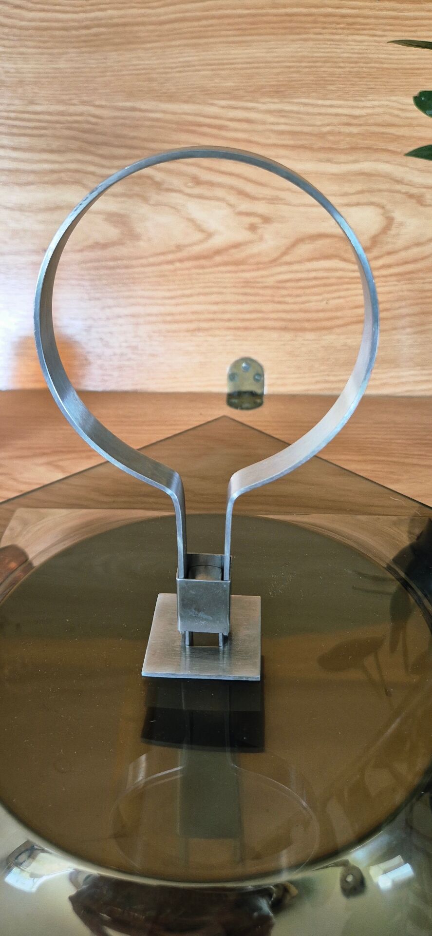 Space age 1970 vintage rotating cheese platter smoked glass chrome