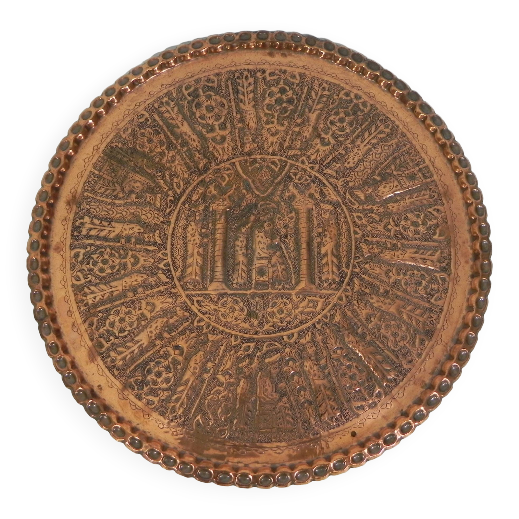 Copper tray, diameter 63.5 cm