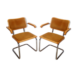 Pair of B64 chairs in leather crust by Marcel Breuer