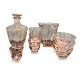 Vintage glass table service, square base and gold trim – Years