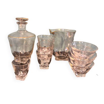 Vintage glass table service, square base and gold trim – Years