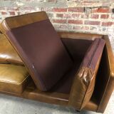Vintage 2-seater sofa 80 S in camel leather