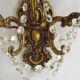 Pair of French Baroque Double Bronze Crystal Wall Lights Glass Bead Swags