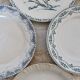 4 old flat plates iron earth blue earthenware mismatched