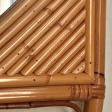 Curved half-moon console in rattan and bamboo with mirror by Vivai del Sud, Italy, 1960s.