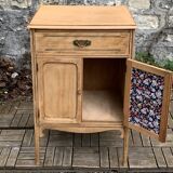 Art nouveau side table in raw wood