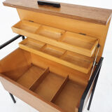 Teak and minimalistic metal sewing box, The Netherlands 1960's
