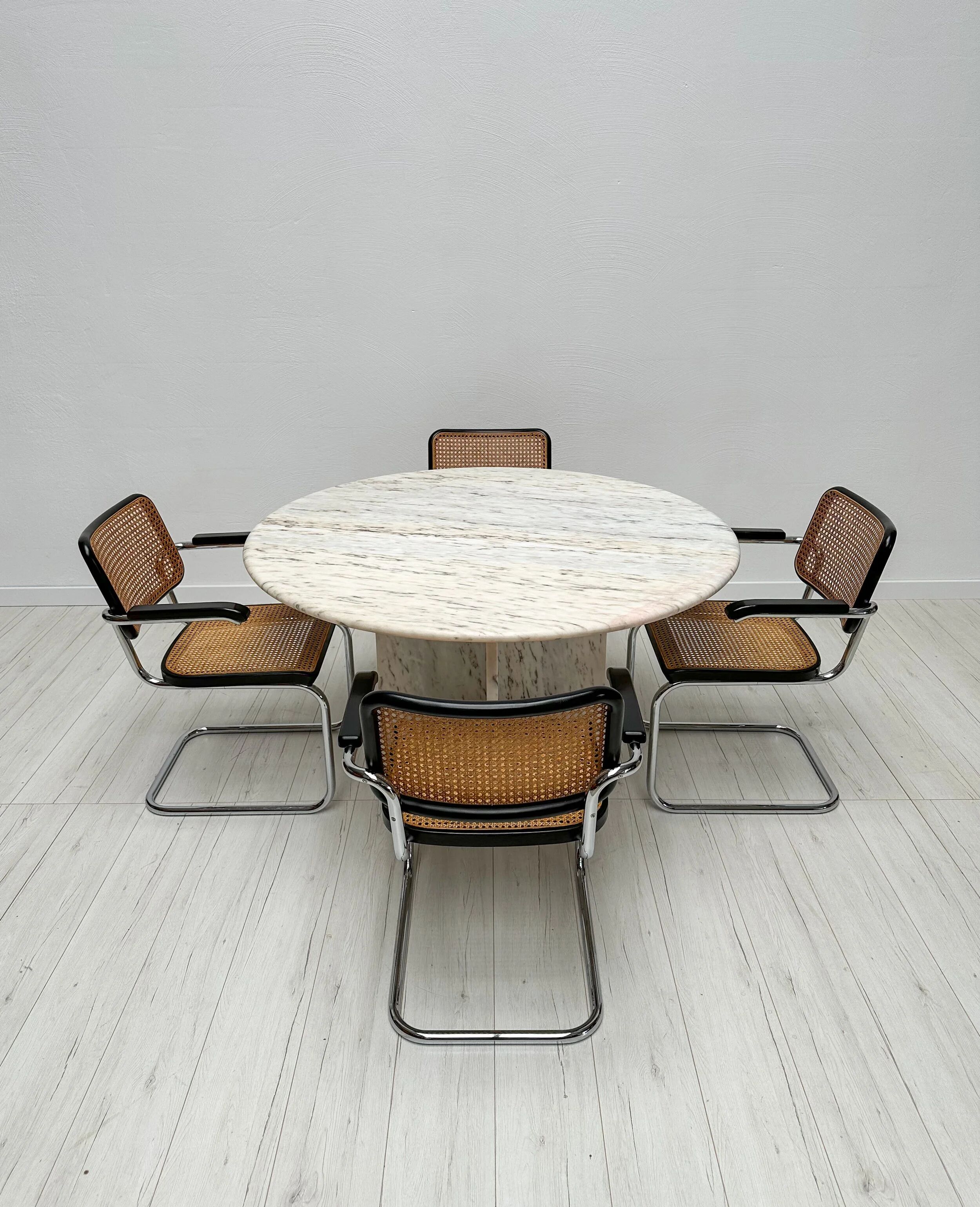 ‘70s Unique Large Round Vintage Marble Dining Table