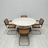 ‘70s Unique Large Round Vintage Marble Dining Table