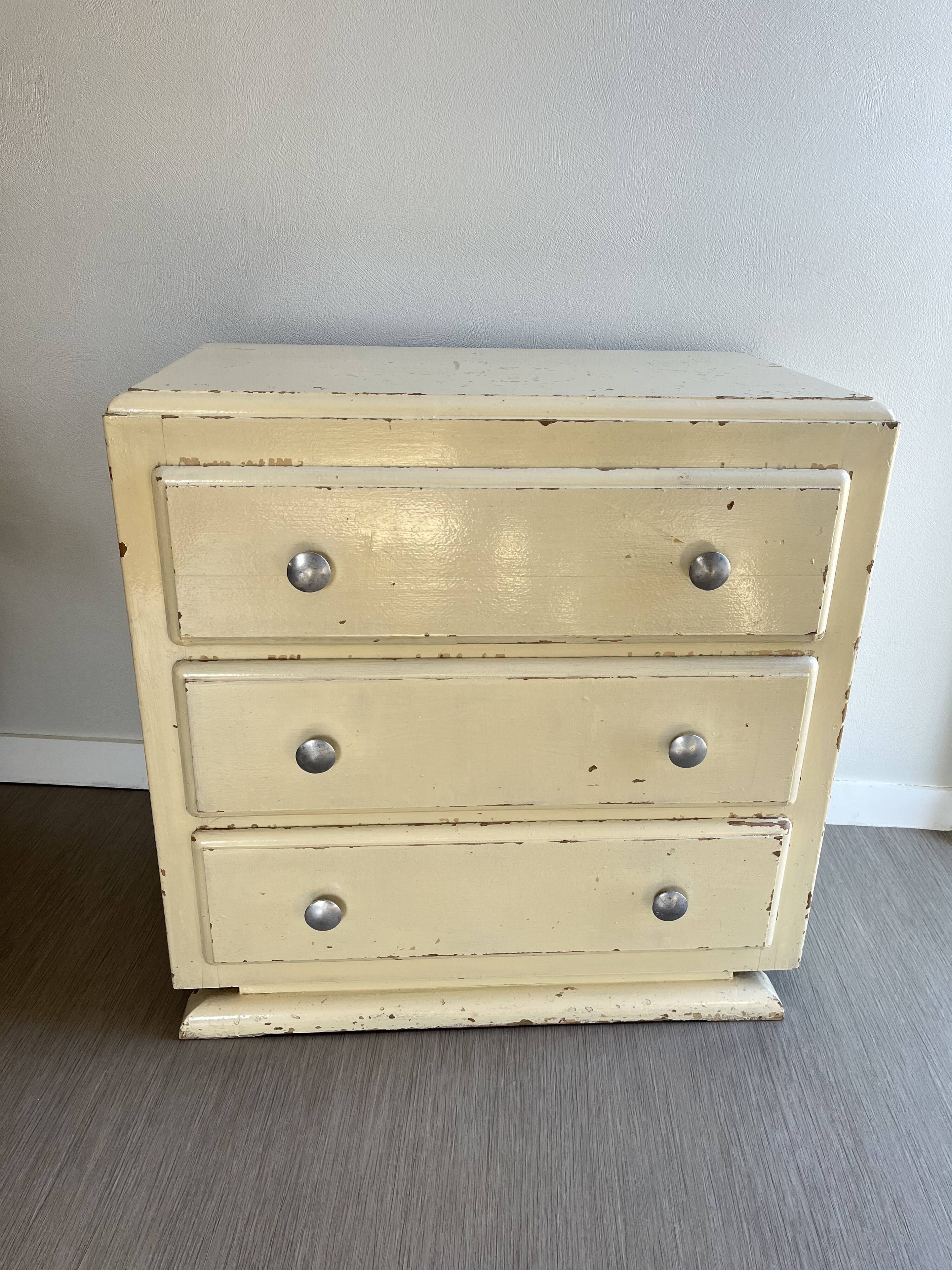 Vintage patinated wood chest of drawers