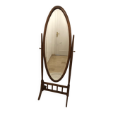 Old large psychic mirror on wooden stand