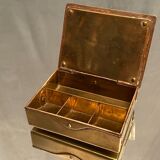 German compartmentalized stamp box early twentieth GHG Gesch holly leaf