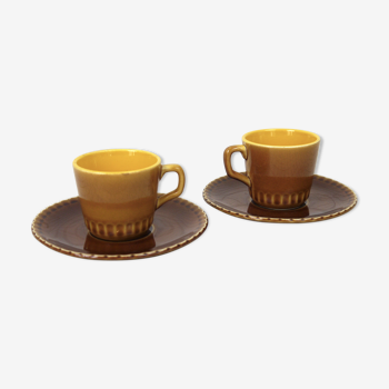 Deux tasses et soucoupes Digoin