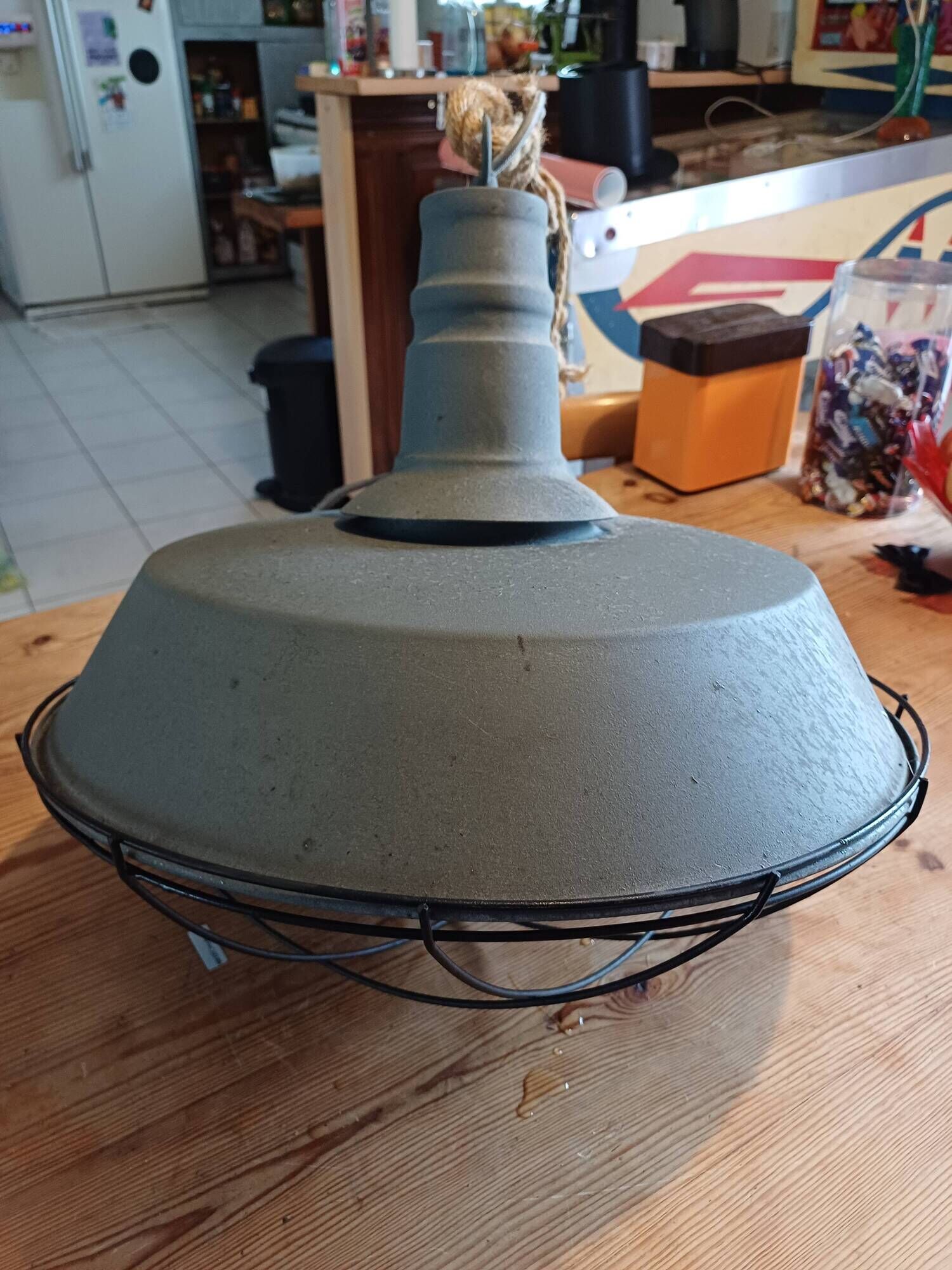 Grey metal industrial lamp