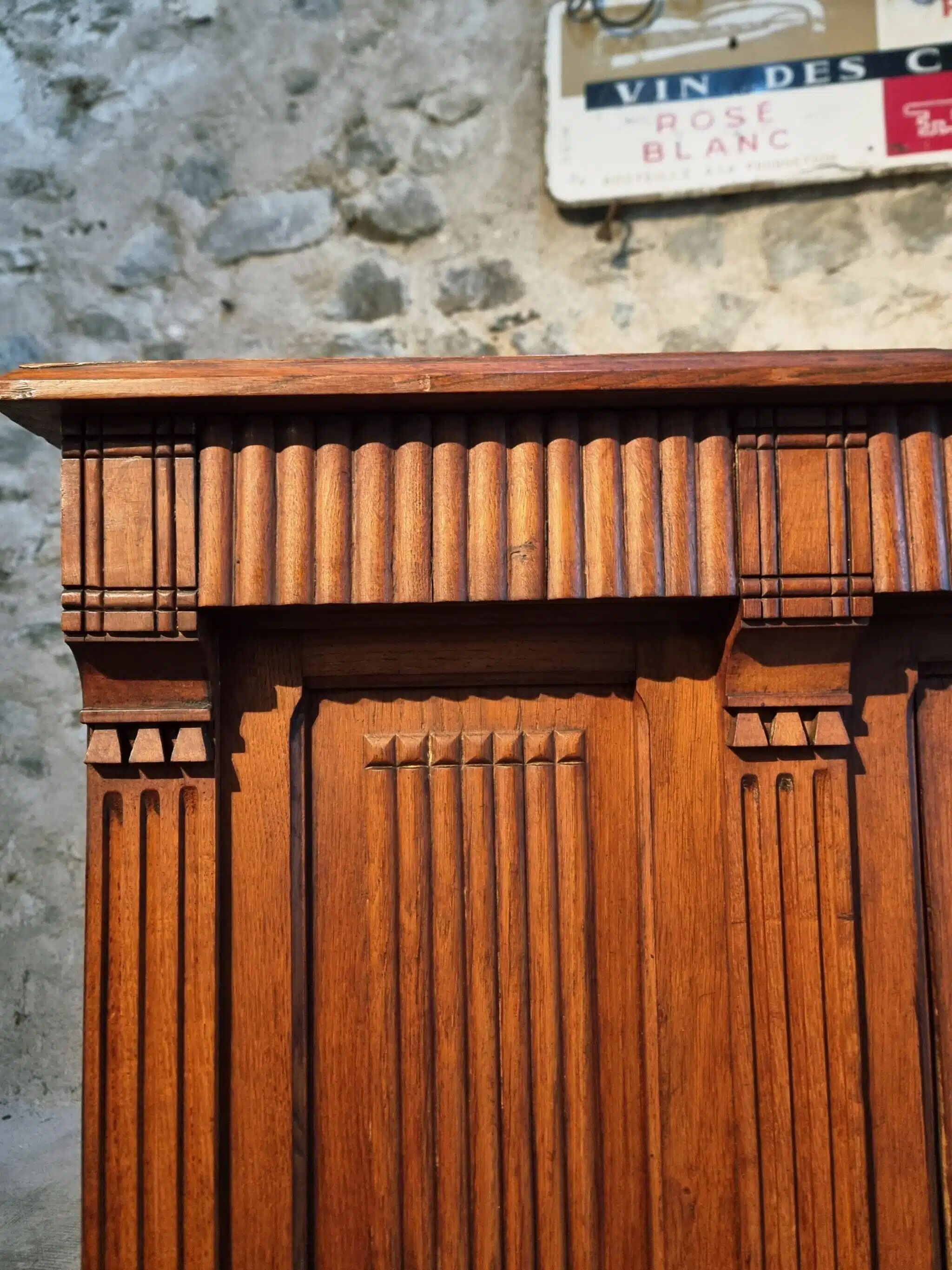 Antique French oak counter / shop counter (early 1900s)
