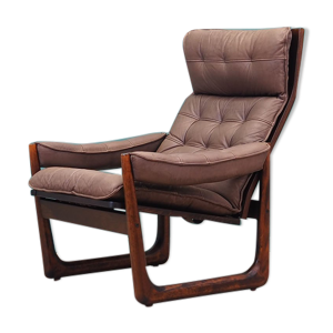 fauteuil en cuir, design danois, années 1960, fabriqué par genega møbler