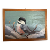 Small bird oil on panel painting