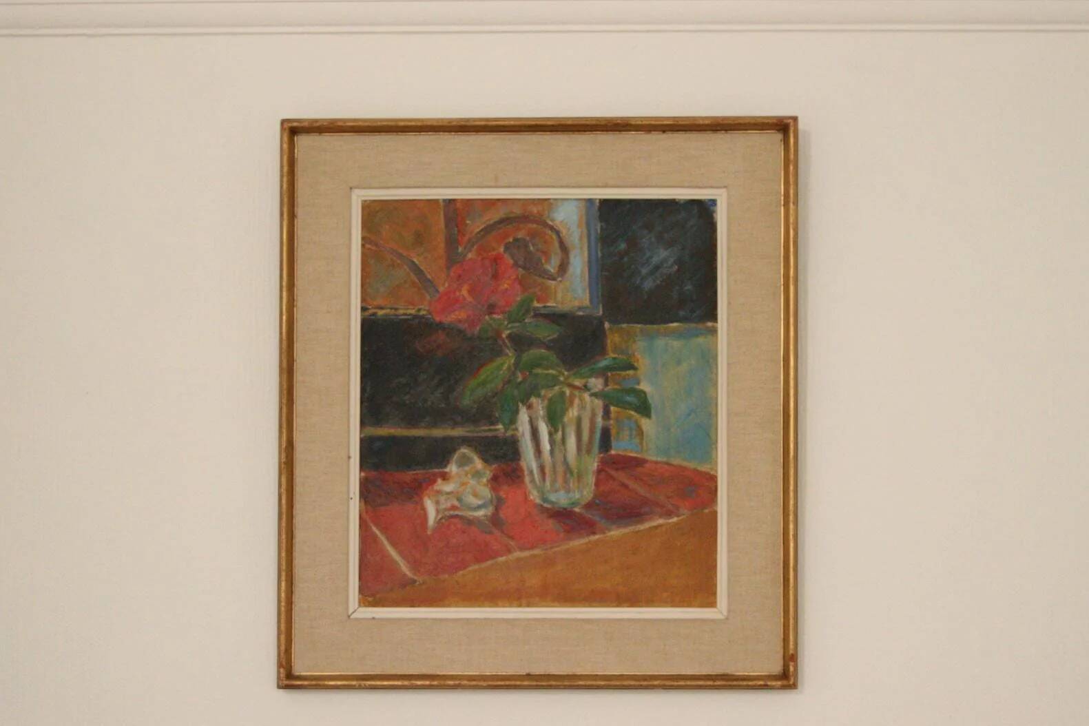 Huile sur masonite suédoise du milieu du siècle « Nature morte » – datée de 1953