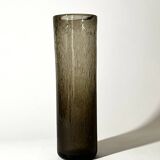 Large smoked and blown glass vase, Verrerie de Bendor 1950