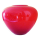 Pot-bellied, art deco vase in speckled ruby red multi-layered glass, white interior