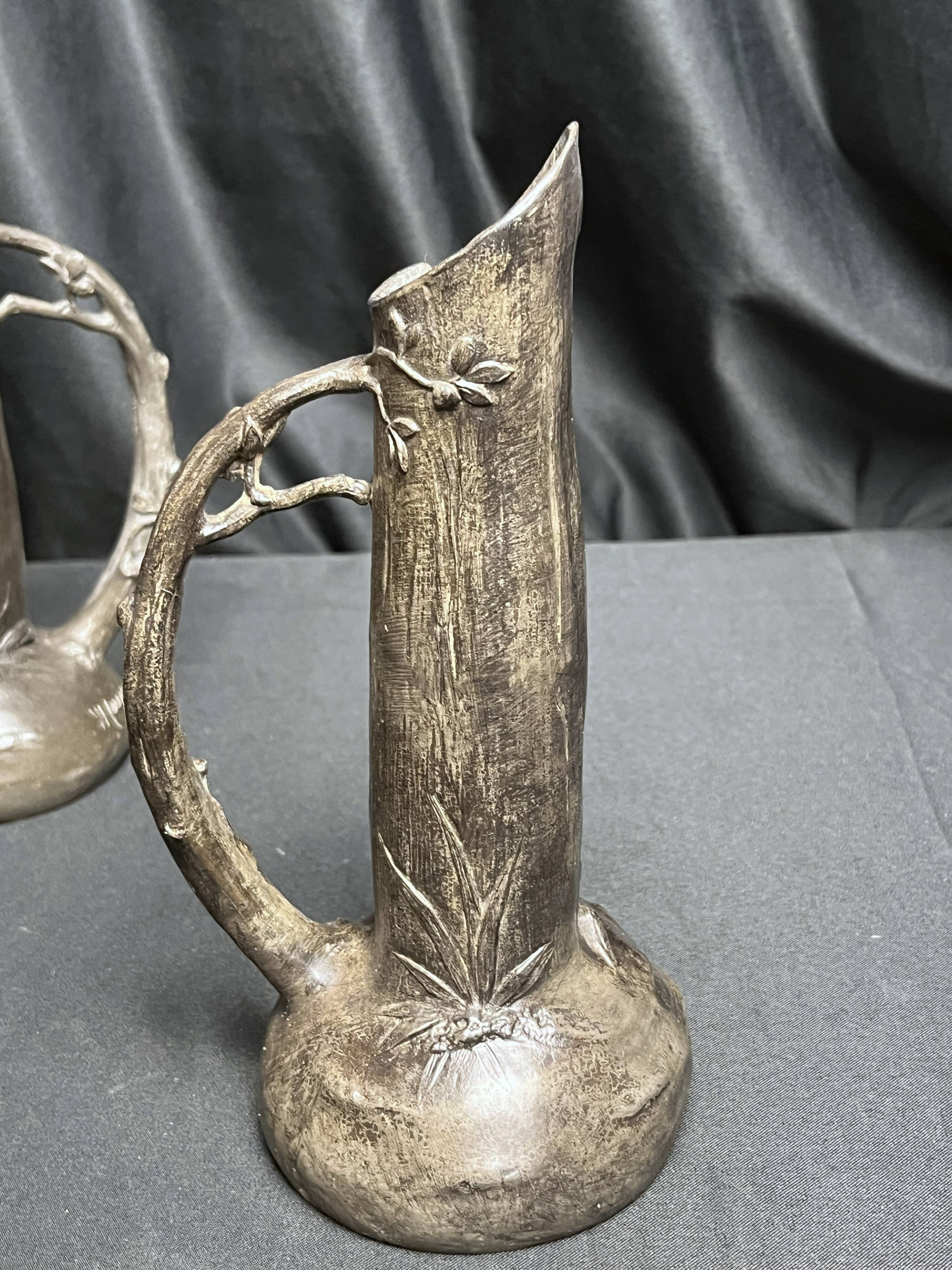 Art Nouveau pair of pewter vases signed W. Hering circa 1900