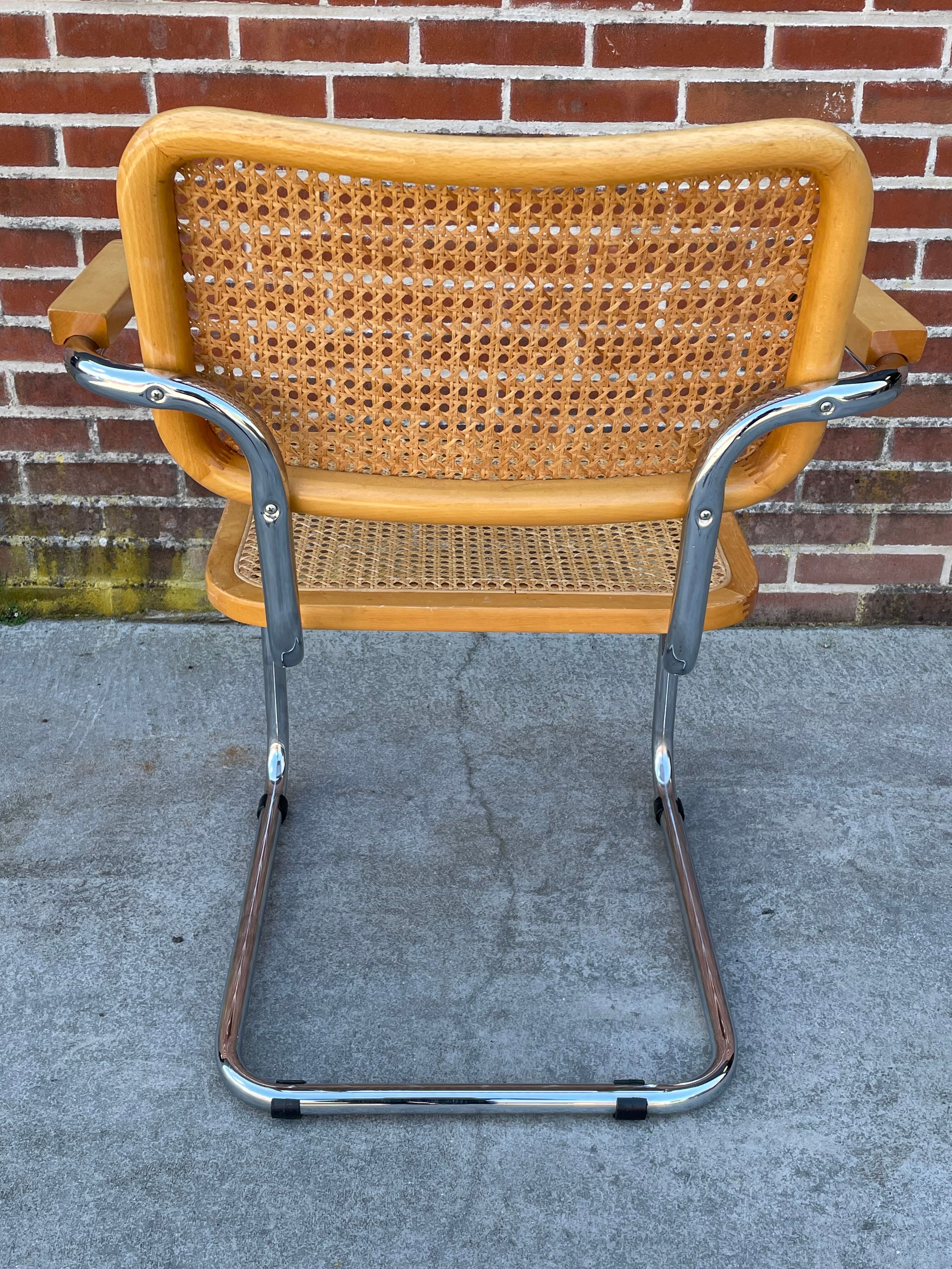 Cesca model design chair with armrests chrome version